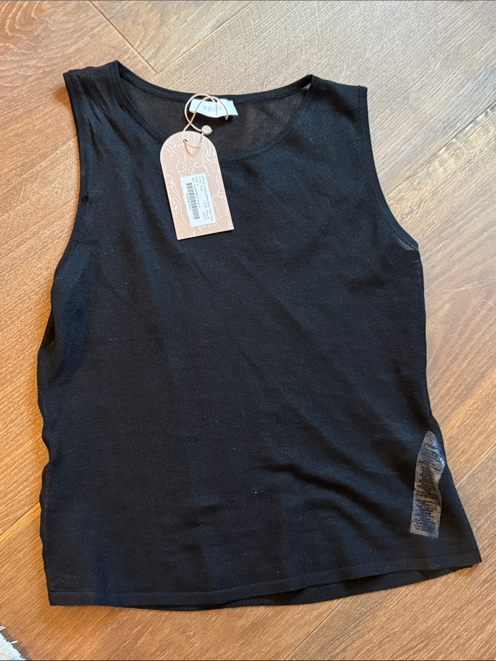 Meshki Black Ribbed Crewneck Tank